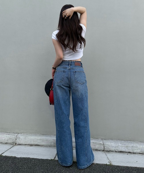 stitch line wide denim（ステッチラインワイドデニム）（デニムパンツ