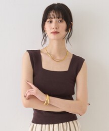 Rouge vif | テンセルコットン総針スクエアネックニットタンク(タンクトップ)