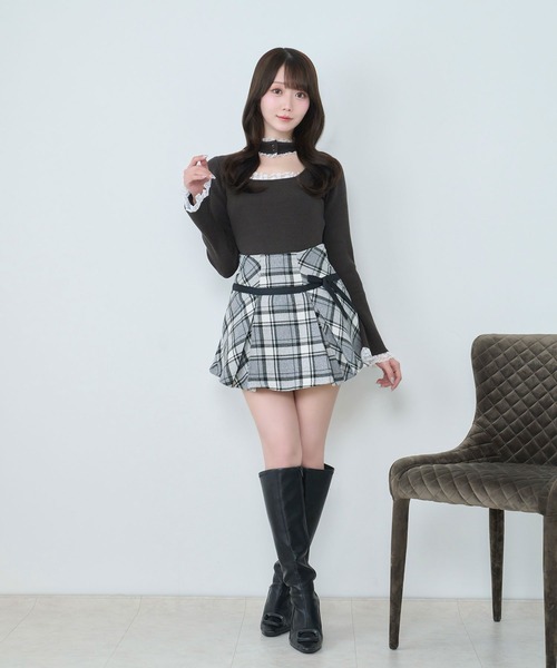 Rose Muse(ロゼミューズ)の「Choker lace knit(ニット/セーター・レディース・ピンク/チャコールグレー・FREE)」の8枚目の写真