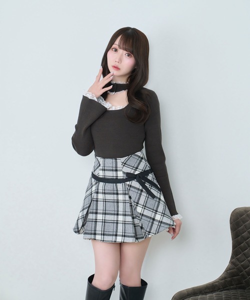 Rose Muse(ロゼミューズ)の「Choker lace knit(ニット/セーター・レディース・ピンク/チャコールグレー・FREE)」の10枚目の写真