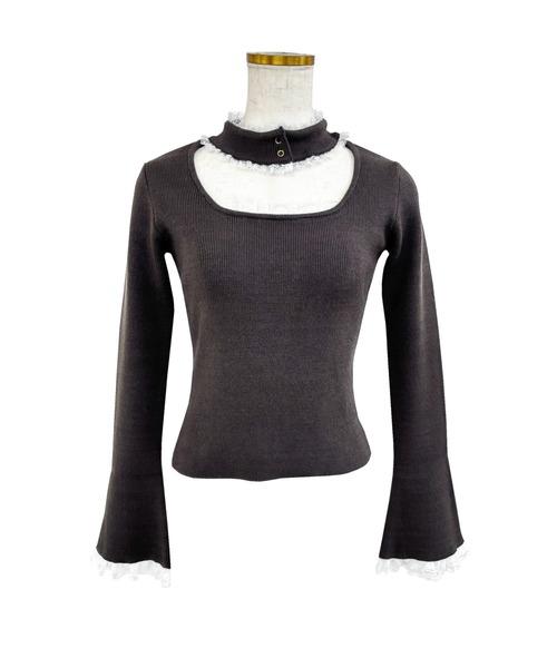 Rose Muse(ロゼミューズ)の「Choker lace knit(ニット/セーター・レディース・ピンク/チャコールグレー・FREE)」の11枚目の写真
