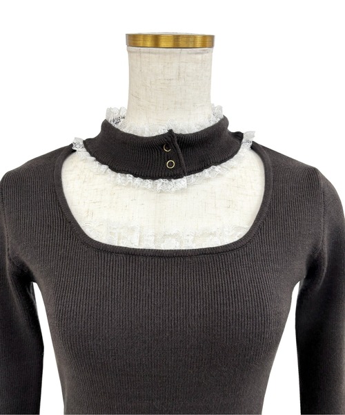 Rose Muse(ロゼミューズ)の「Choker lace knit(ニット/セーター・レディース・ピンク/チャコールグレー・FREE)」の14枚目の写真