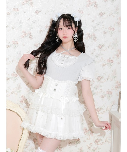 NOEMIE(ノエミー)の「バックレースアップヨークハシゴレースカットソー(Tシャツ/カットソー・レディース・サックスブルー/ブラック/オフホワイト・M)」の2枚目の写真