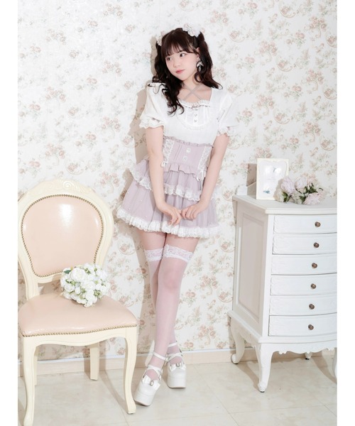 NOEMIE(ノエミー)の「バックレースアップヨークハシゴレースカットソー(Tシャツ/カットソー・レディース・サックスブルー/ブラック/オフホワイト・M)」の7枚目の写真