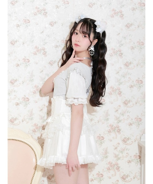 NOEMIE(ノエミー)の「バックレースアップヨークハシゴレースカットソー(Tシャツ/カットソー・レディース・サックスブルー/ブラック/オフホワイト・M)」の8枚目の写真