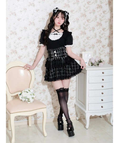 NOEMIE(ノエミー)の「バックレースアップヨークハシゴレースカットソー(Tシャツ/カットソー・レディース・サックスブルー/ブラック/オフホワイト・M)」の13枚目の写真