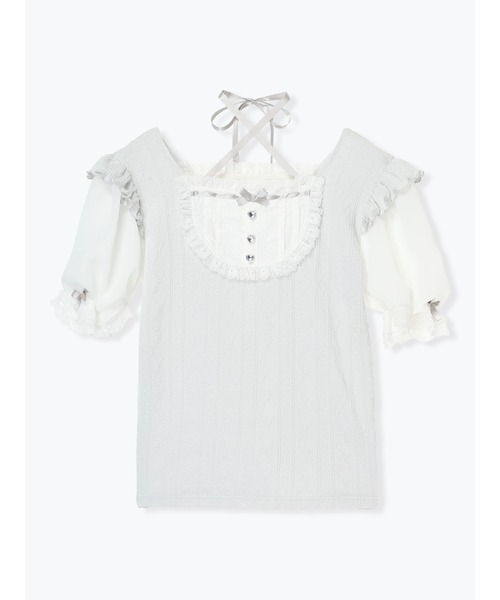 NOEMIE(ノエミー)の「バックレースアップヨークハシゴレースカットソー(Tシャツ/カットソー・レディース・サックスブルー/ブラック/オフホワイト・M)」の14枚目の写真