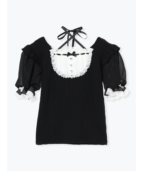 NOEMIE(ノエミー)の「バックレースアップヨークハシゴレースカットソー(Tシャツ/カットソー・レディース・サックスブルー/ブラック/オフホワイト・M)」の15枚目の写真