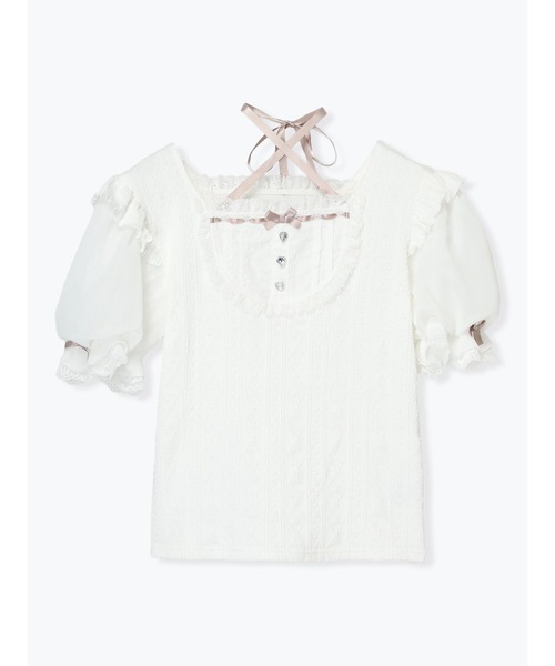 NOEMIE(ノエミー)の「バックレースアップヨークハシゴレースカットソー(Tシャツ/カットソー・レディース・サックスブルー/ブラック/オフホワイト・M)」の16枚目の写真