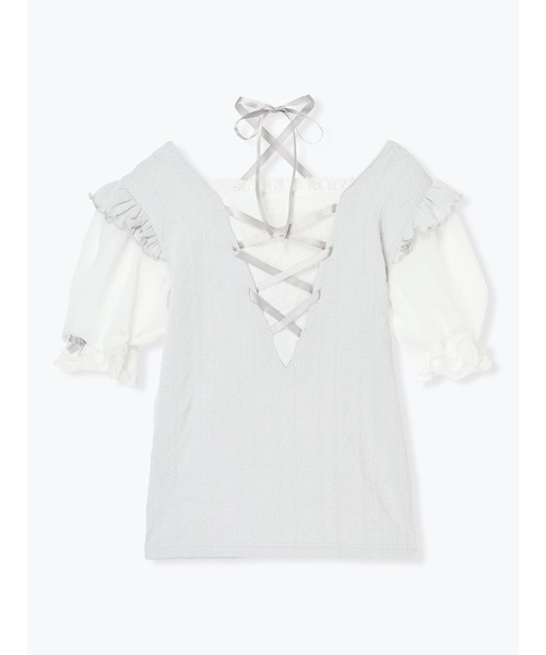 NOEMIE(ノエミー)の「バックレースアップヨークハシゴレースカットソー(Tシャツ/カットソー・レディース・サックスブルー/ブラック/オフホワイト・M)」の17枚目の写真