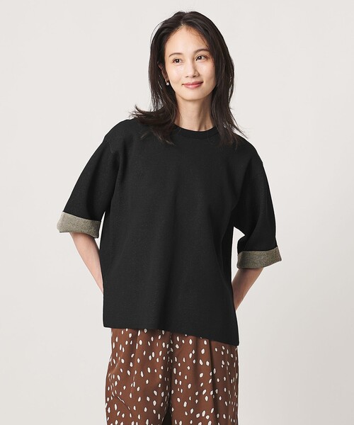 UNITED ARROWS(ユナイテッドアローズ)の「ニット Tシャツ ‐ウォッシャブル‐(ニット/セーター・レディース・グレー系/ピンク/ネイビー/ブラック/ダークブラウン・FREE)」の2枚目の写真