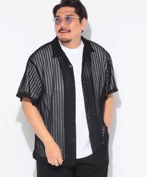 シャツ 半袖 メンズ 大きいサイズ クロシェ編み ニット 開襟シャツ Hampton wear (ハンプトンウェア)