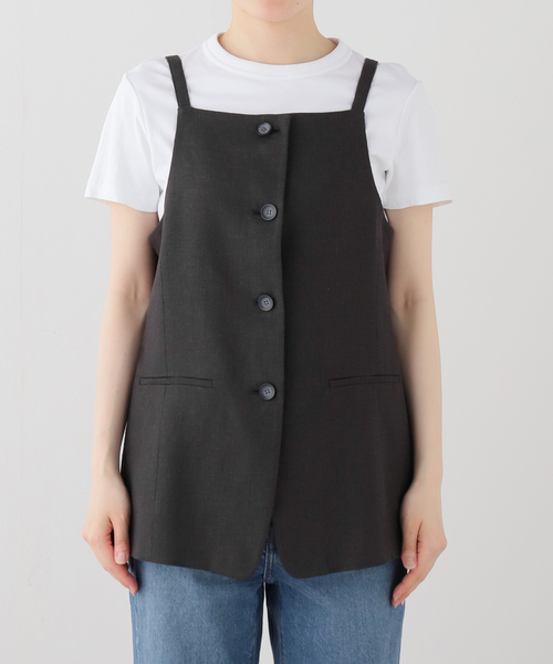 JOURNAL STANDARD(ジャーナルスタンダード)の「ラミーコットンツイル ジレ(その他アウター・レディース・ブラック系その他/ホワイト×ホワイト・FREE)」の12枚目の写真