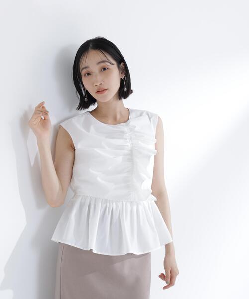 NATURAL BEAUTY BASIC(ナチュラルビューティーベーシック)の「フロントギャザーペプラムブラウス(シャツ/ブラウス・レディース・ブラウン/イエロー/オフホワイト・フリ-)」の15枚目の写真