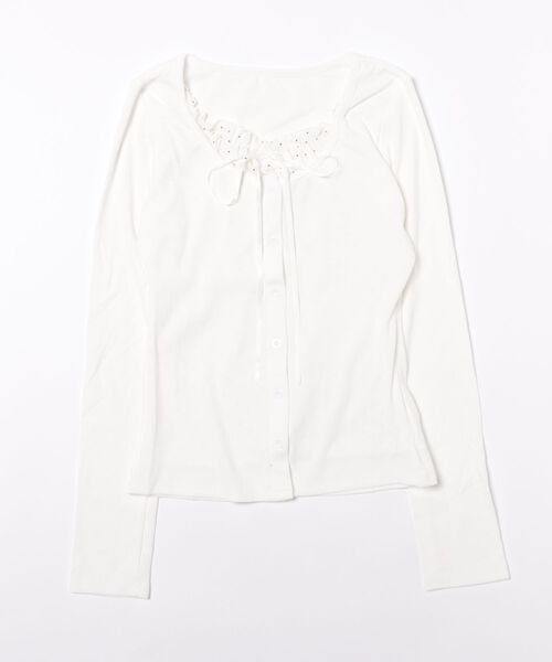 Nia（ニア）の「Nia(ニア)/レースインナードッキングカットソー（Tシャツ/カットソー・レディース・ライトブルー/グレー/イエロー/ネイビー/ホワイト・FREE）」の20枚目の写真