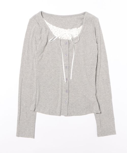 Nia（ニア）の「Nia(ニア)/レースインナードッキングカットソー（Tシャツ/カットソー・レディース・ライトブルー/グレー/イエロー/ネイビー/ホワイト・FREE）」の21枚目の写真