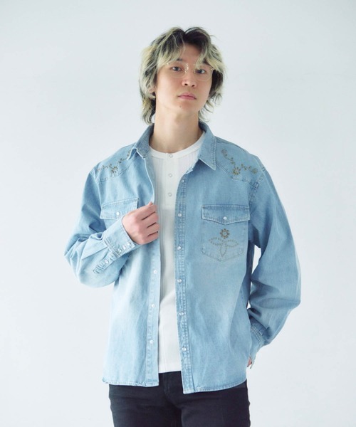 JACKROSE(ジャックローズ)の「JE STUDS DENIM SHIRTS(シャツ/ブラウス・メンズ・ライトインディゴブルー/インディゴブルー・M/L/XL)」の18枚目の写真