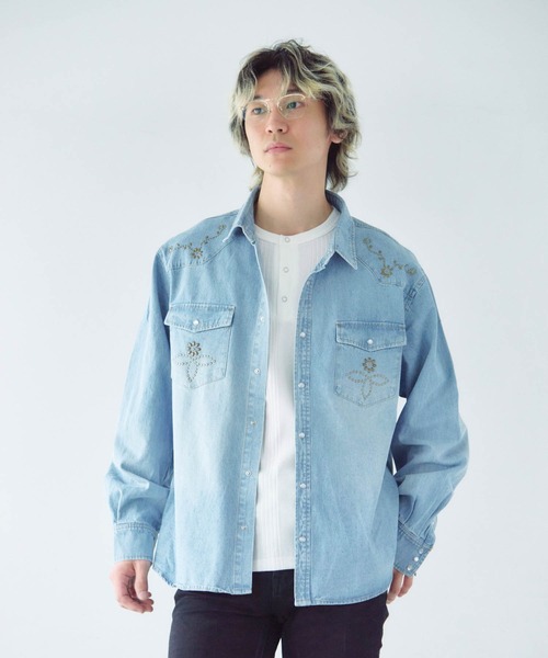 JACKROSE(ジャックローズ)の「JE STUDS DENIM SHIRTS(シャツ/ブラウス・メンズ・ライトインディゴブルー/インディゴブルー・M/L/XL)」の9枚目の写真