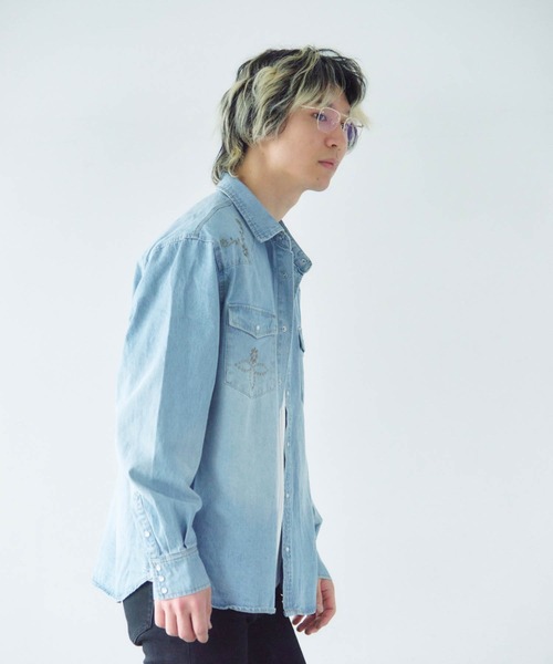 JACKROSE(ジャックローズ)の「JE STUDS DENIM SHIRTS(シャツ/ブラウス・メンズ・ライトインディゴブルー/インディゴブルー・M/L/XL)」の10枚目の写真