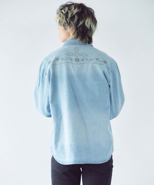 JACKROSE(ジャックローズ)の「JE STUDS DENIM SHIRTS(シャツ/ブラウス・メンズ・ライトインディゴブルー/インディゴブルー・M/L/XL)」の12枚目の写真