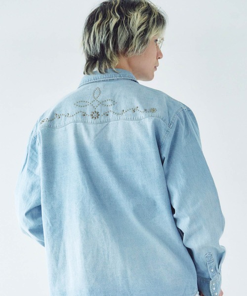 JACKROSE(ジャックローズ)の「JE STUDS DENIM SHIRTS(シャツ/ブラウス・メンズ・ライトインディゴブルー/インディゴブルー・M/L/XL)」の3枚目の写真