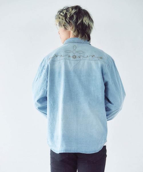 JACKROSE(ジャックローズ)の「JE STUDS DENIM SHIRTS(シャツ/ブラウス・メンズ・ライトインディゴブルー/インディゴブルー・M/L/XL)」の4枚目の写真