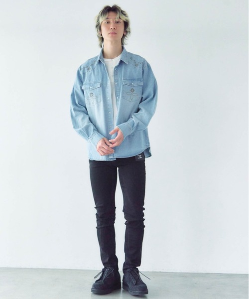 JACKROSE(ジャックローズ)の「JE STUDS DENIM SHIRTS(シャツ/ブラウス・メンズ・ライトインディゴブルー/インディゴブルー・M/L/XL)」の5枚目の写真