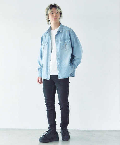 JACKROSE(ジャックローズ)の「JE STUDS DENIM SHIRTS(シャツ/ブラウス・メンズ・ライトインディゴブルー/インディゴブルー・M/L/XL)」の8枚目の写真
