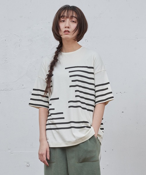 Dulcamara(ドゥルカマラ)の「グリッチボーダーT(Tシャツ/カットソー・メンズ・ブルー/ブラック/バーガンディー・1/0)」の2枚目の写真