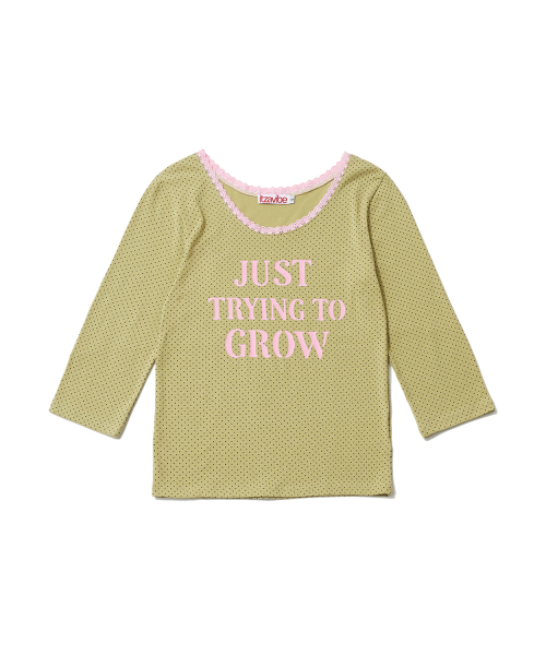 ITZAVIBE(イッザバイブ)の「DOT LACE LETTERING T SHIRT - KHAKI(Tシャツ/カットソー・レディース・その他・FREE)」の6枚目の写真