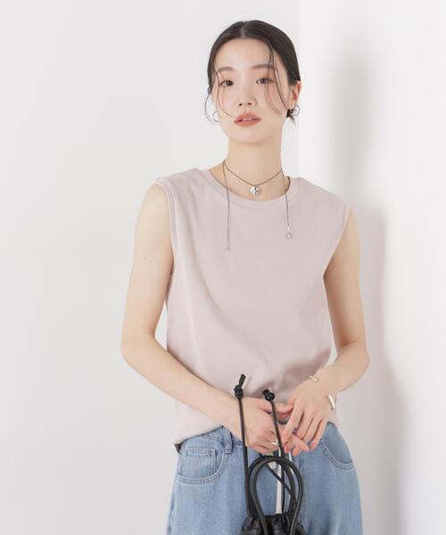 NANO universe（ナノユニバース）の「UVカット抗菌防臭吸水速乾イージーケアノースリーブトップス（Tシャツ/カットソー・レディース・ホワイト/ベージュ/ブラック・FREE）」の13枚目の写真
