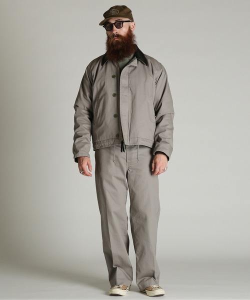 Schott（ショット）の「Schott/ショット/HERRINGBONE N-1 JKT/ヘリンボーン N-1 ジャケット（ミリタリージャケット・メンズ・ライトグレー/ブラック・M/XL/L/2XL）」の13枚目の写真
