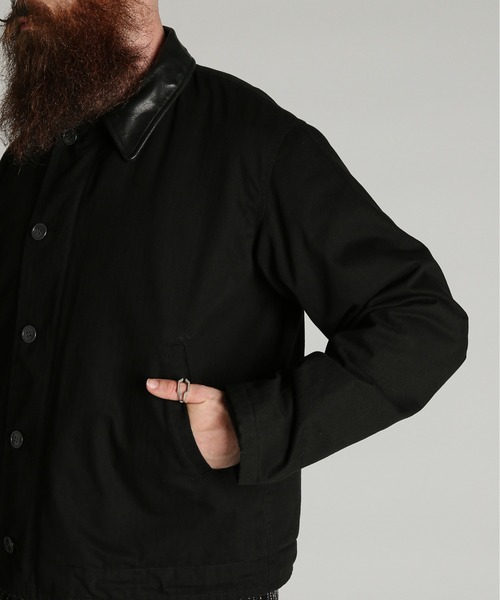 Schott（ショット）の「Schott/ショット/HERRINGBONE N-1 JKT/ヘリンボーン N-1 ジャケット（ミリタリージャケット・メンズ・ライトグレー/ブラック・M/XL/L/2XL）」の8枚目の写真