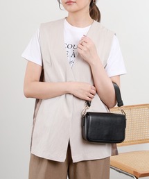 EGLANTINE バックギャザー サイド配色ベスト