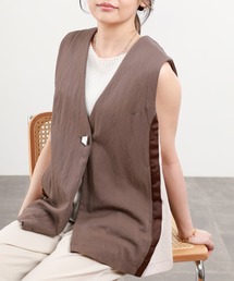 EGLANTINE バックギャザー サイド配色ベスト