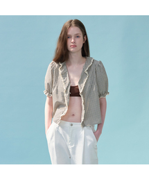 Ruffle shirring crop blouse [FRSP06BL06]_Beige