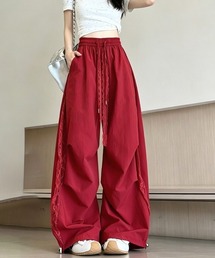 ワイドパンツ サイドレース ロングパンツ