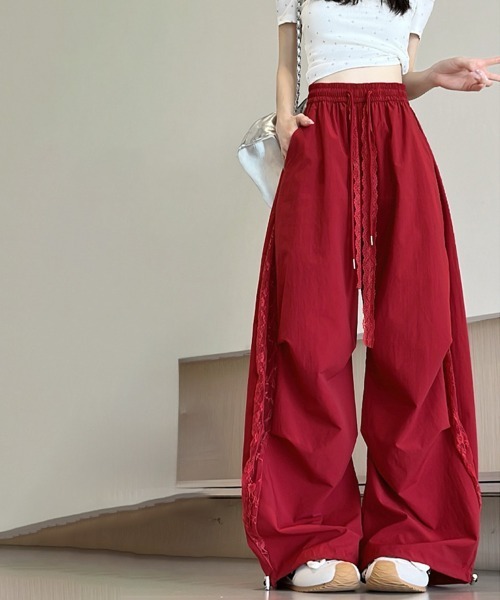 Miniministore(ミニミニストア)の「ワイドパンツ サイドレース ロングパンツ(その他パンツ・レディース・ホワイト/レッド/ブラック・FREE)」の7枚目の写真