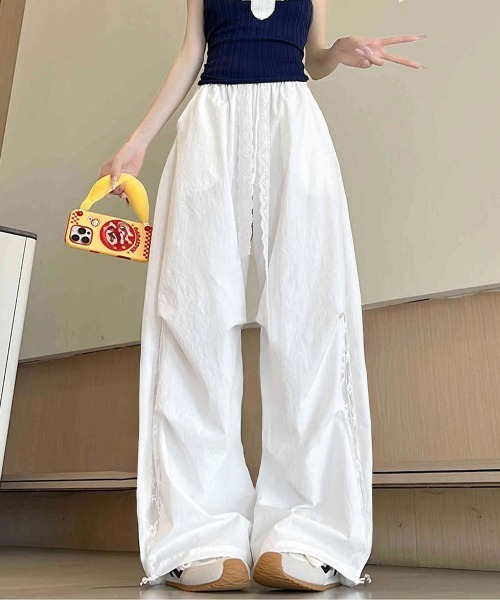 Miniministore(ミニミニストア)の「ワイドパンツ サイドレース ロングパンツ(その他パンツ・レディース・ホワイト/レッド/ブラック・FREE)」の15枚目の写真
