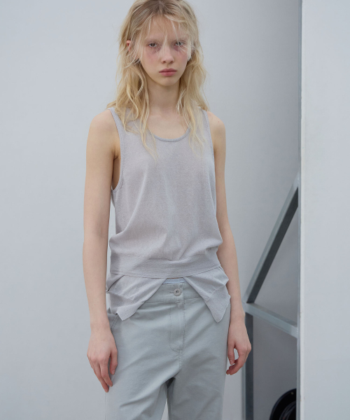 LCDC TM(エルシーディーシーティーエム)の「SHEER KNIT SLEEVELESS TOP (LIGHT GREY)(Tシャツ/カットソー・レディース・その他・OS)」の5枚目の写真