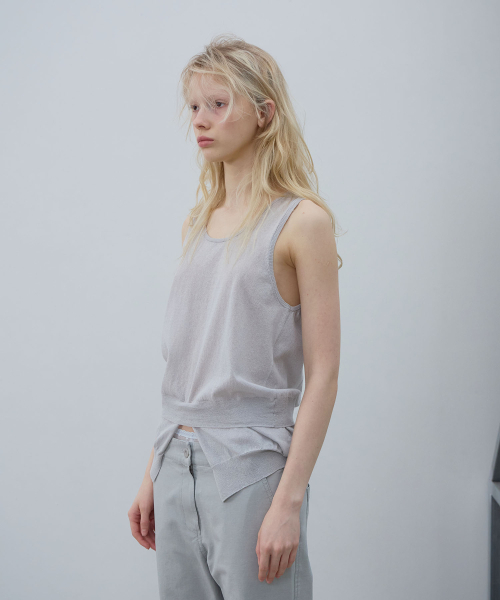 LCDC TM(エルシーディーシーティーエム)の「SHEER KNIT SLEEVELESS TOP (LIGHT GREY)(Tシャツ/カットソー・レディース・その他・OS)」の6枚目の写真