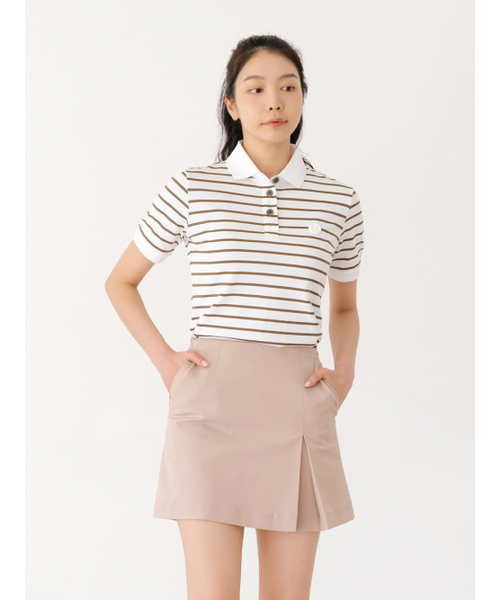 NITINA(ニティナ)の「ストライプカラーTシャツ KA/ST(Tシャツ/カットソー・レディース・カーキ・SMALL/MEDIUM)」の2枚目の写真
