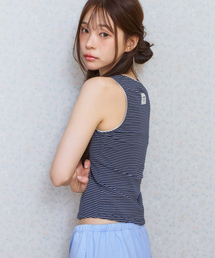 ke502. Stripe Lace Sleeveless Navy