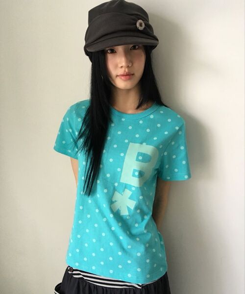 BAUF（バウフ）の「BロゴスリムフィットTシャツ[ドットミント]（Tシャツ/カットソー・レディース・その他・FREE）」の9枚目の写真