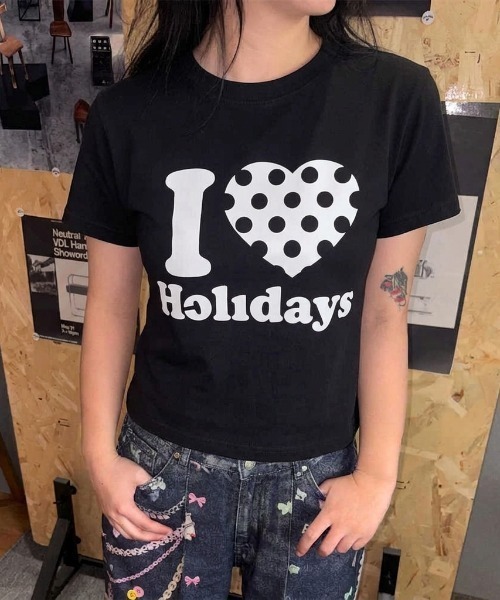 LAC-VERT（ラック・ヴェール）の「I LOVE Tシャツ（Tシャツ/カットソー・レディース・ブラック/ホワイト・FREE）」の2枚目の写真