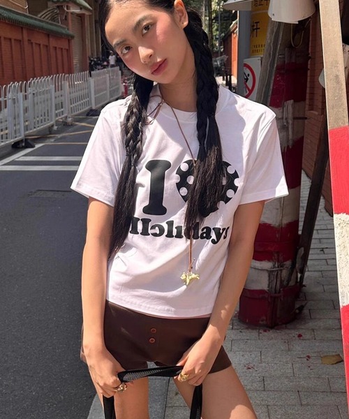 LAC-VERT（ラック・ヴェール）の「I LOVE Tシャツ（Tシャツ/カットソー・レディース・ブラック/ホワイト・FREE）」の3枚目の写真