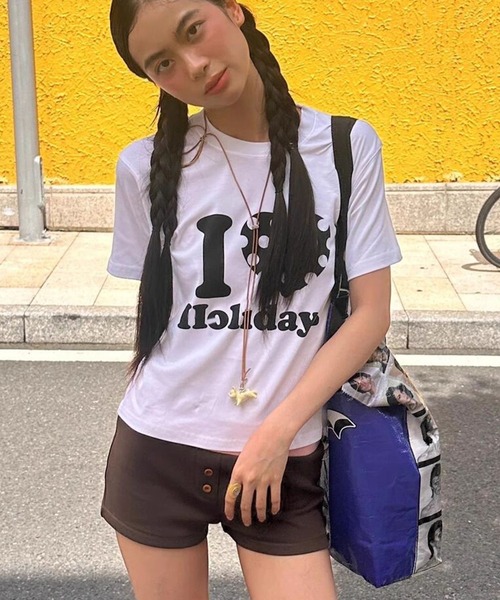 LAC-VERT（ラック・ヴェール）の「I LOVE Tシャツ（Tシャツ/カットソー・レディース・ブラック/ホワイト・FREE）」の4枚目の写真