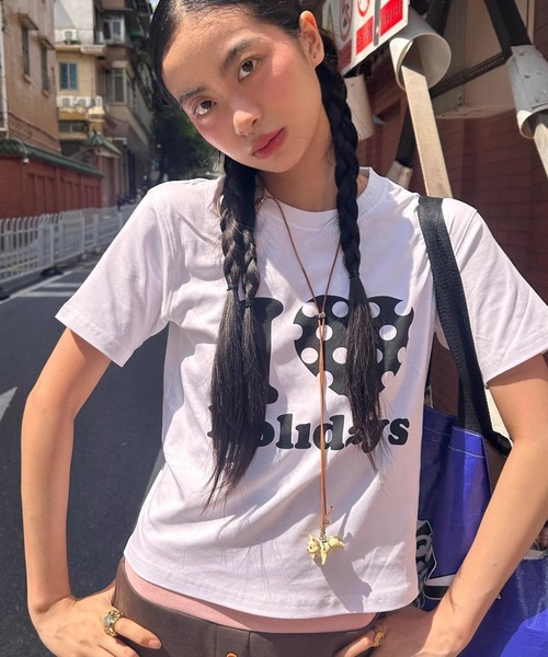 LAC-VERT（ラック・ヴェール）の「I LOVE Tシャツ（Tシャツ/カットソー・レディース・ブラック/ホワイト・FREE）」の6枚目の写真