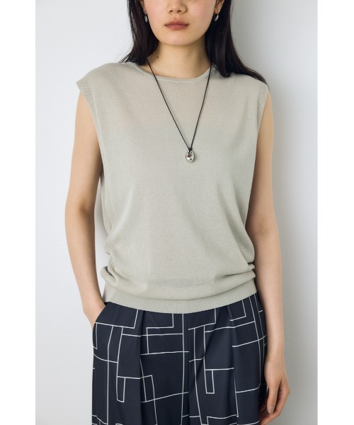 AZUL by moussy(アズールバイマウジー)の「【カップ付き/パッド付き】2点セットノースリーブトップス サマーニット 夏服 春服 秋服 ベアトップス ビスチェ(ニット/セーター・レディース・ライトグレー/レッド/ライトブラック/ベージュ・FREE)」の15枚目の写真