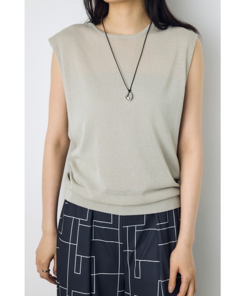 AZUL by moussy(アズールバイマウジー)の「【カップ付き/パッド付き】2点セットノースリーブトップス サマーニット 夏服 春服 秋服 ベアトップス ビスチェ(ニット/セーター・レディース・ライトグレー/レッド/ライトブラック/ベージュ・FREE)」の17枚目の写真